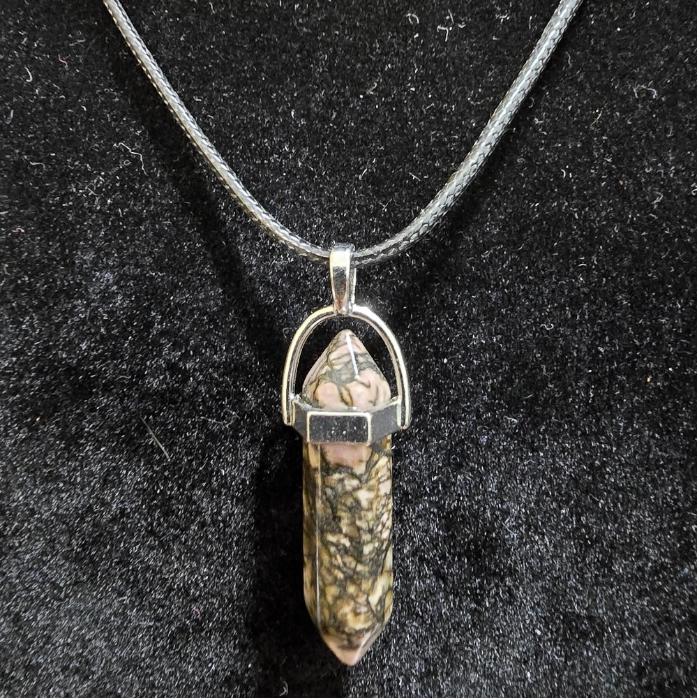 Rhodonite Crystal Pendant Necklace